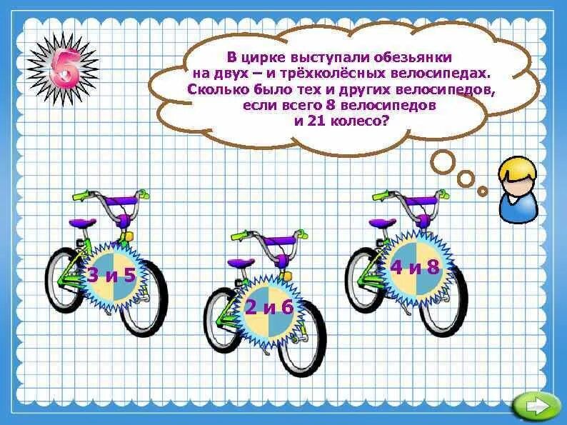 Задача про цирк. Задачи про двух колёсные велосипеды и трехколесные велосипеды. Логические задания про велосипед. Велосипед задания для детей.