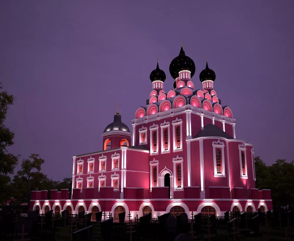 архитектурная подсветка церкви.