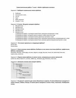 Самостоятельная работа по информатике файловая система