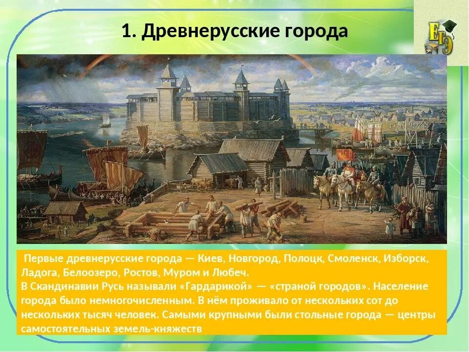 Первый период развития киевской руси. Города древней Руси. Появление древнерусских городов. Возникновение древних городов. История возникновения городов.