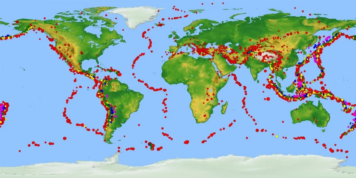 Карта сейсмически активных зон земли. Сейсмически активные зоны планеты. Сейсмически опасные зоны планеты. Зоны современного вулканизма евразия