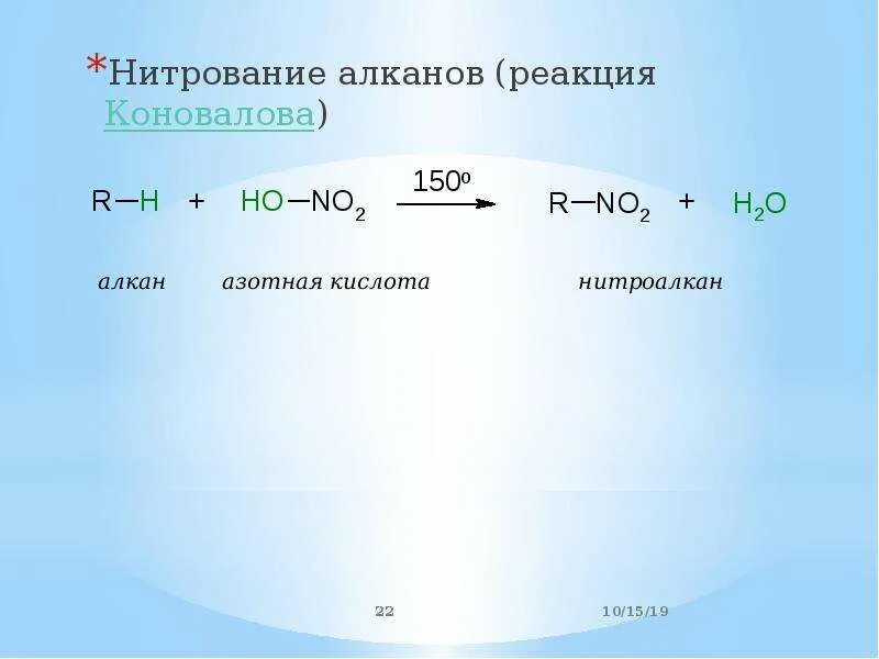 Алканы реакции взаимодействия. Реакция нитрования Коновалова алканы. Реакция нитрования алканов. Нитрование метана механизм реакции. Механизм реакции нитрования алканов по Коновалову.