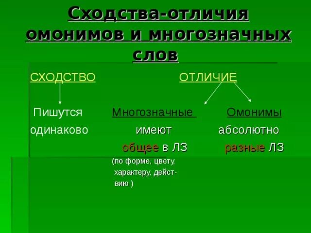 Чем отличаются многозначные слова. Омонимы и многозначные слова различия. Различение омонимов и многозначных слов. Отличие многозначных и омонимов. Многозначные слова и омонимы отличие.