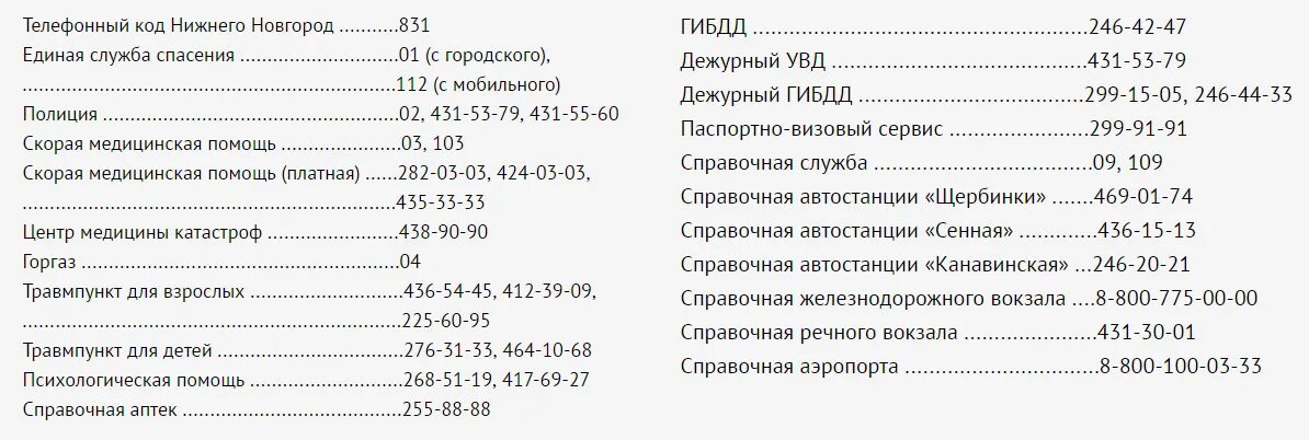 Код нижнего новгорода городской телефон