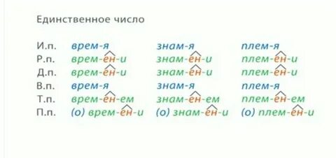 Суффикс ен в существительных на мя