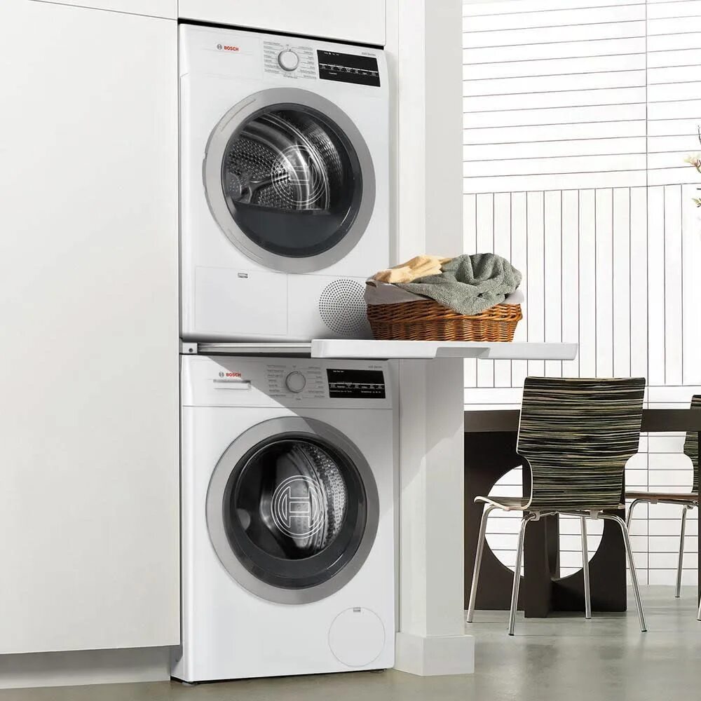 Можно ставить сушильную машину на стиральную. Bosch wtz11400. Bosch wtz20410. 00574010 Wtz11400. Милле стирально сушильная колонна.