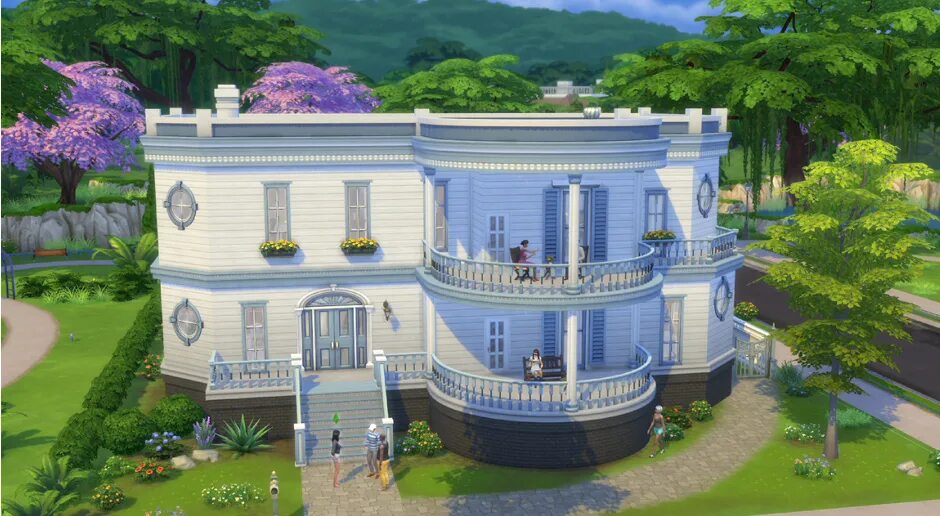 Как в симс 4 сделать круглую. Дом реджины миллс в симс 4. sims 4 пентхаус. мэрия симс 4. симс 4 круглые стены.
