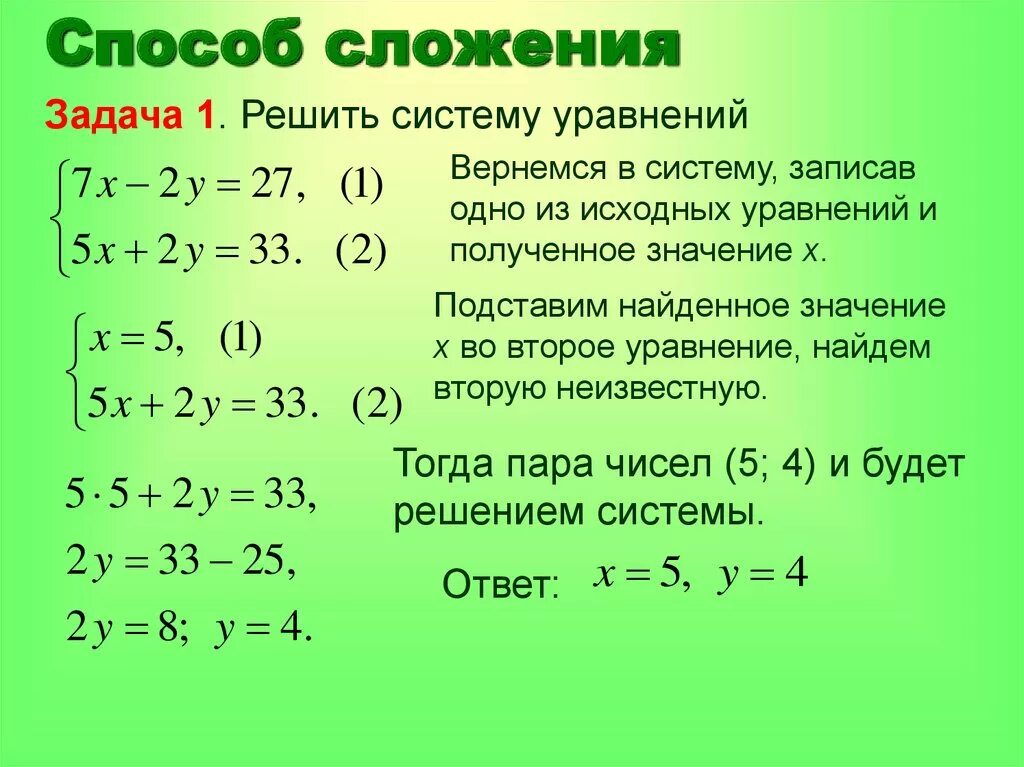 Алгоритм решения методом сложения. Метод сложения в системе уравнений. Решение систем линейных уравнений способом сложения. Метод сложения в системе уравнений алгоритм. Решение систем линейных уравнений методом сложения 7 класс.