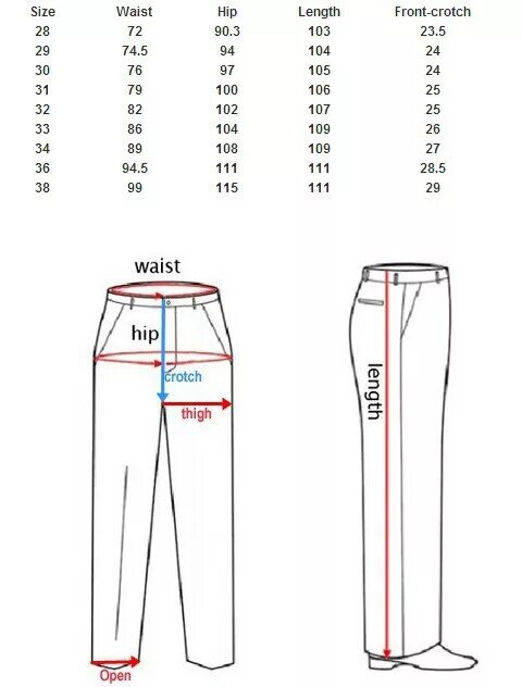 Размер классических брюк мужских