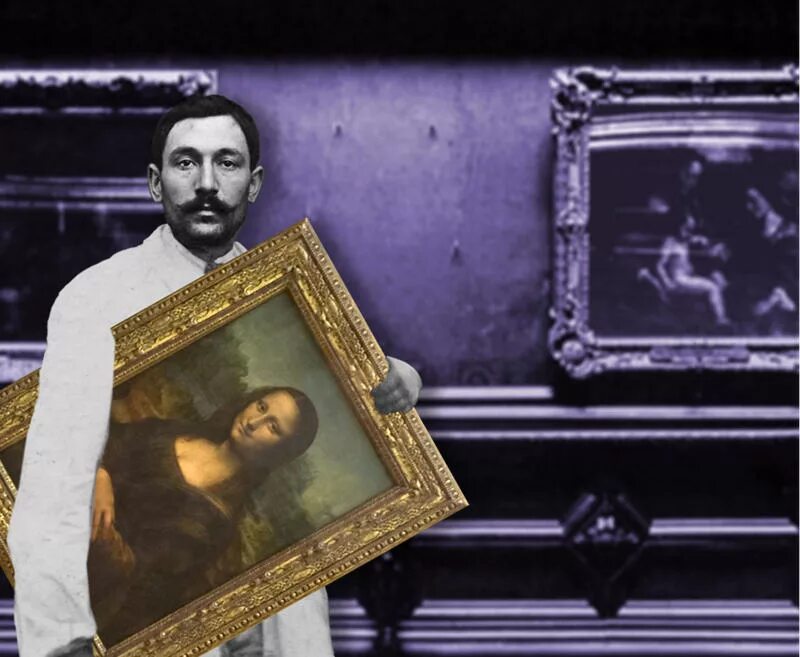 Мона лиза похищена из лувра 1911г. Мону лизу украли из лувра. Мона лиза картина в лувре. Похищение моны. Винченцо перуджа мона лиза.