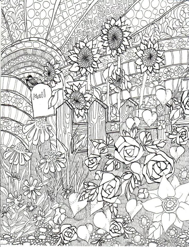 Раскраски для всех взрослых распечатать бесплатно Kolorowanki terapeutyczne Kolorowanki Garden coloring pages, Fairy coloring pa