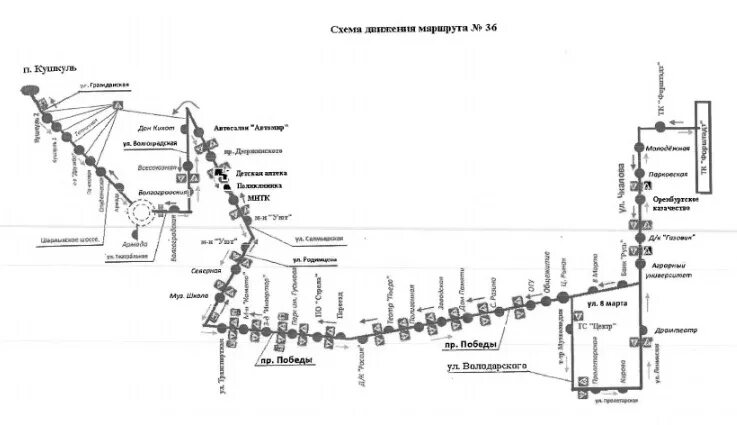 Остановки автобуса 59 на карте