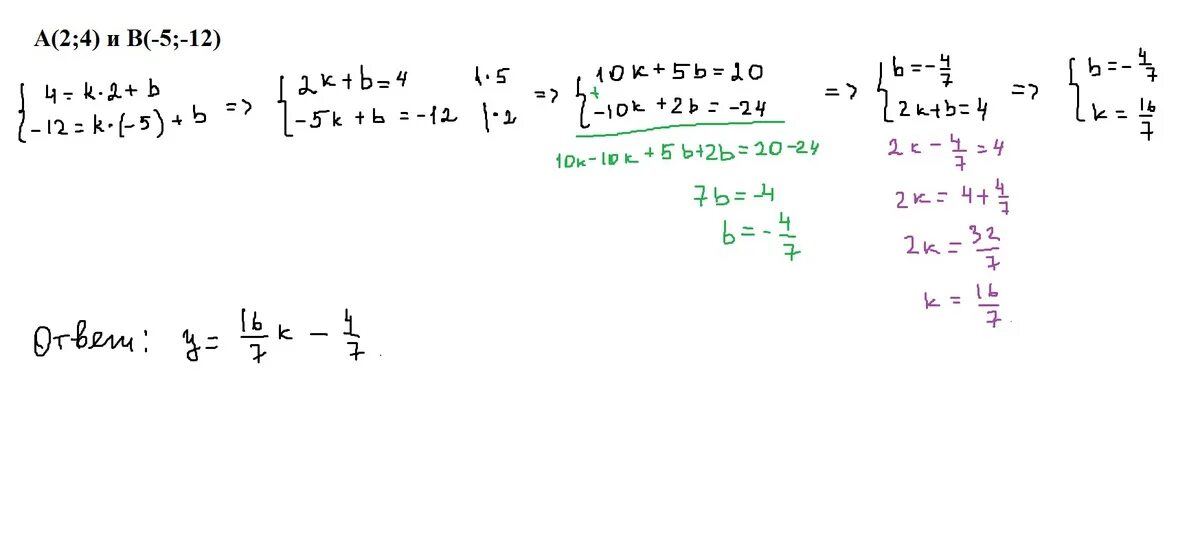 Прямая y 5x b проходит. Прямая KX+B проходит через точки. Прямая y KX 15 проходит через точку -4 3 Найдите k. Прямая y=KX-2. Прямая y=KX+B проходит через точки а(2; -4) и в (-5;-12).