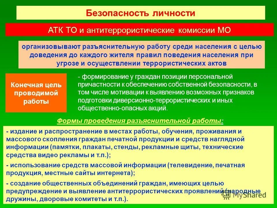 Какие задачи решает антитеррористическая комиссия муниципального образования