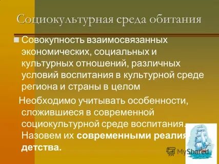 Социально культурная среда отношений