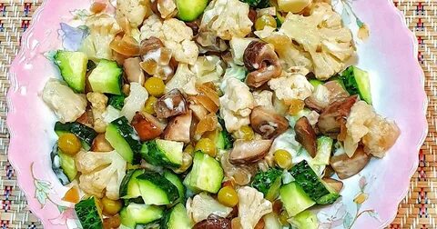 Постный салат с шампиньонами