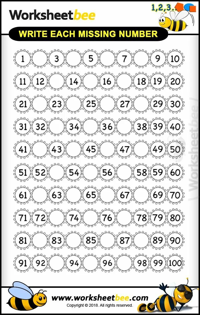 1 100 worksheet for kids