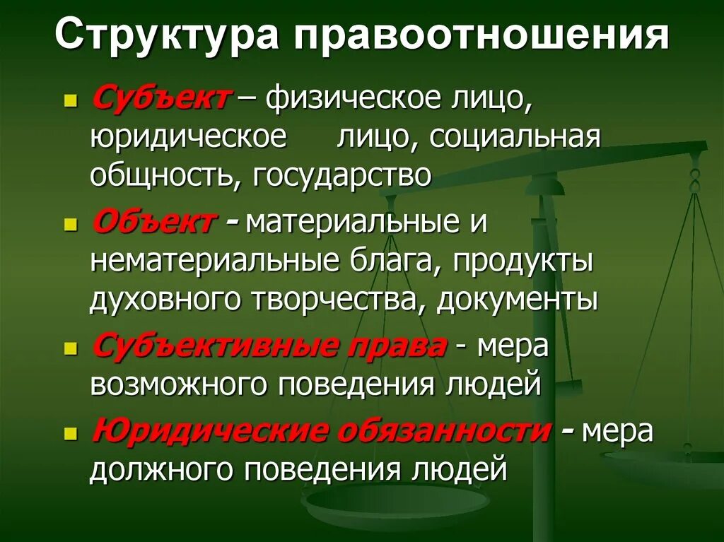 Понятие и структура правоотношения. Структура правоотношений ТГП. Элементы структуры правоотношений. Струткру аправоотношений. Почему правоотношения считают одним из видов