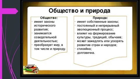 Сходство и различие общество и природы