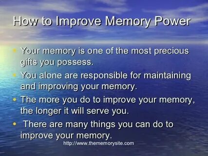 How to improve memory