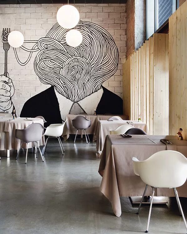 Креативный интерьер кафе. Декор стен в кафе. Роспись стен в кафе. Интерьер стен в кафе.