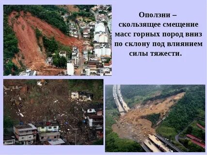 Оползень места возникновения