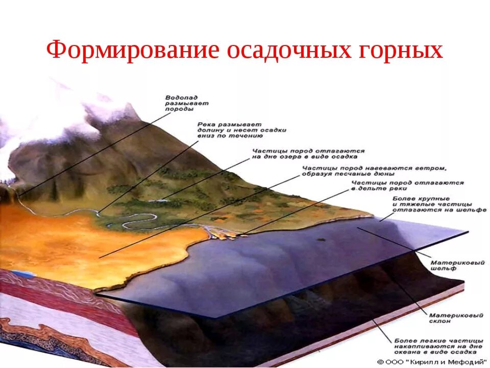 Образование осадочных горных пород. Отложения горных пород. Формирование горных пород. Процесс образования горных пород.