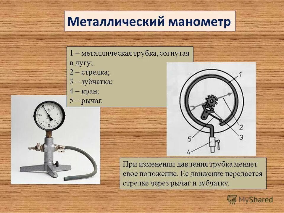 Как работает металлический манометр физика 7. Металлический манометр принцип. Схема металлического манометра. Устройство металлического манометра физика.