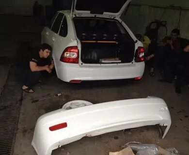 Замена задний бампер приору