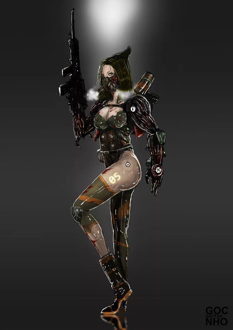 Куноити киберпанк. Футуристический портрет. Девушка киборг. Девушка робот с голубыми волосами. Девушка робот.