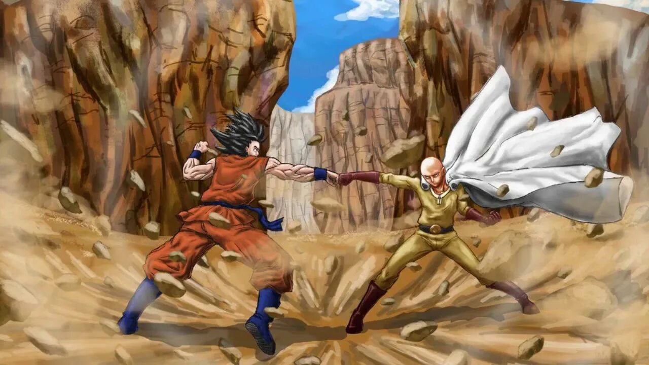 Кто сильнее сайтама или гоку. Сайтама против Гоку. Saitama and Goku. Saitama meets Goku. Гоку и Сайтама слияние.