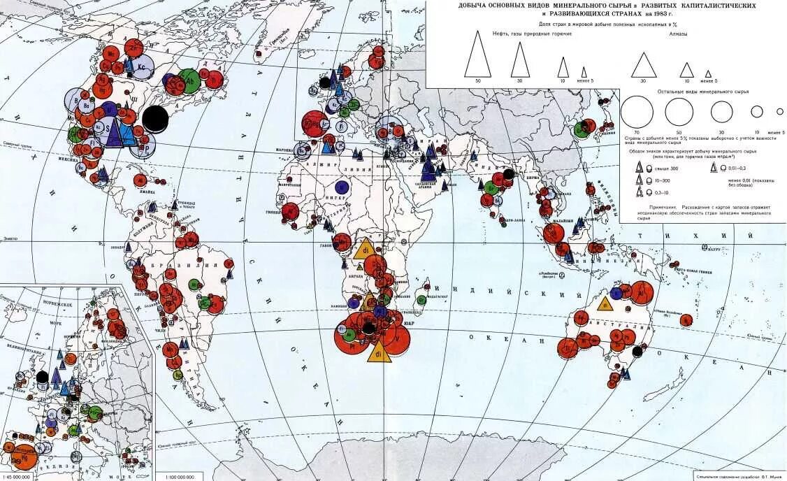 Основные центры добычи. Карта полезных ископаемых нефти и газа в мире.