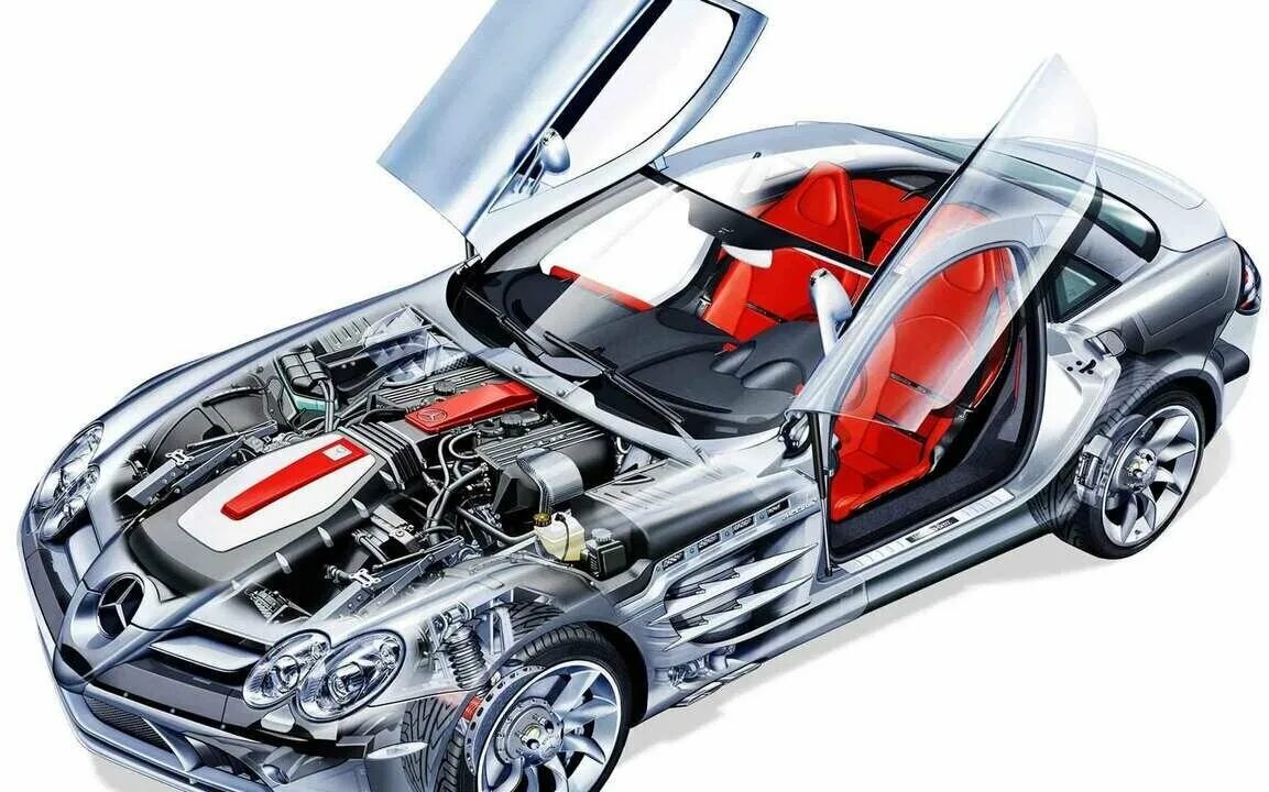 Машинки открывающимся капотом. Mercedes-Benz SLR MCLAREN. Mercedes Benz Cutaway. Mercedes-Benz SLR MCLAREN двигатель. Мерседес Бенц SLR MCLAREN 2005.