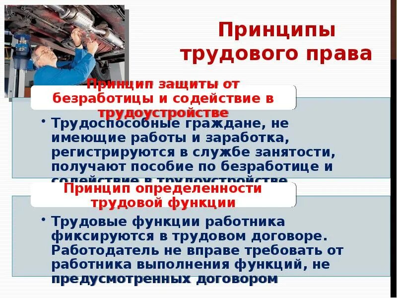 Трудовые отношения урок. Трудовое право. Трудовое право принципы. Принцип защиты от безработицы и содействия в трудоустройстве.