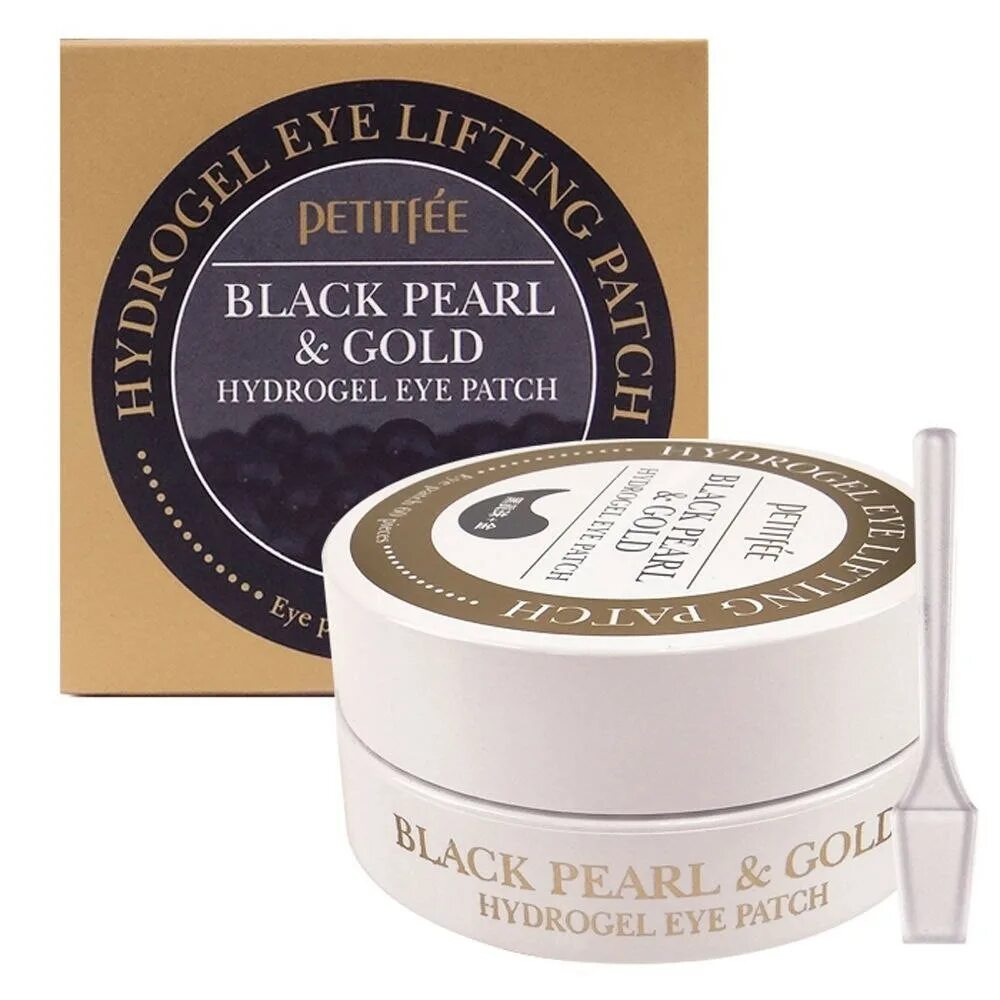 Патчи жемчуг. Petitfee black pearl &amp; gold eye patch. black pearl gold hydrogel eye patch. petitfee black pearl &amp; gold hydrogel eye patch, 60pcs. патчи петитфи с черным жемчугом.