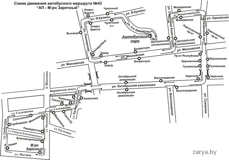 Карту остановки автобуса 43