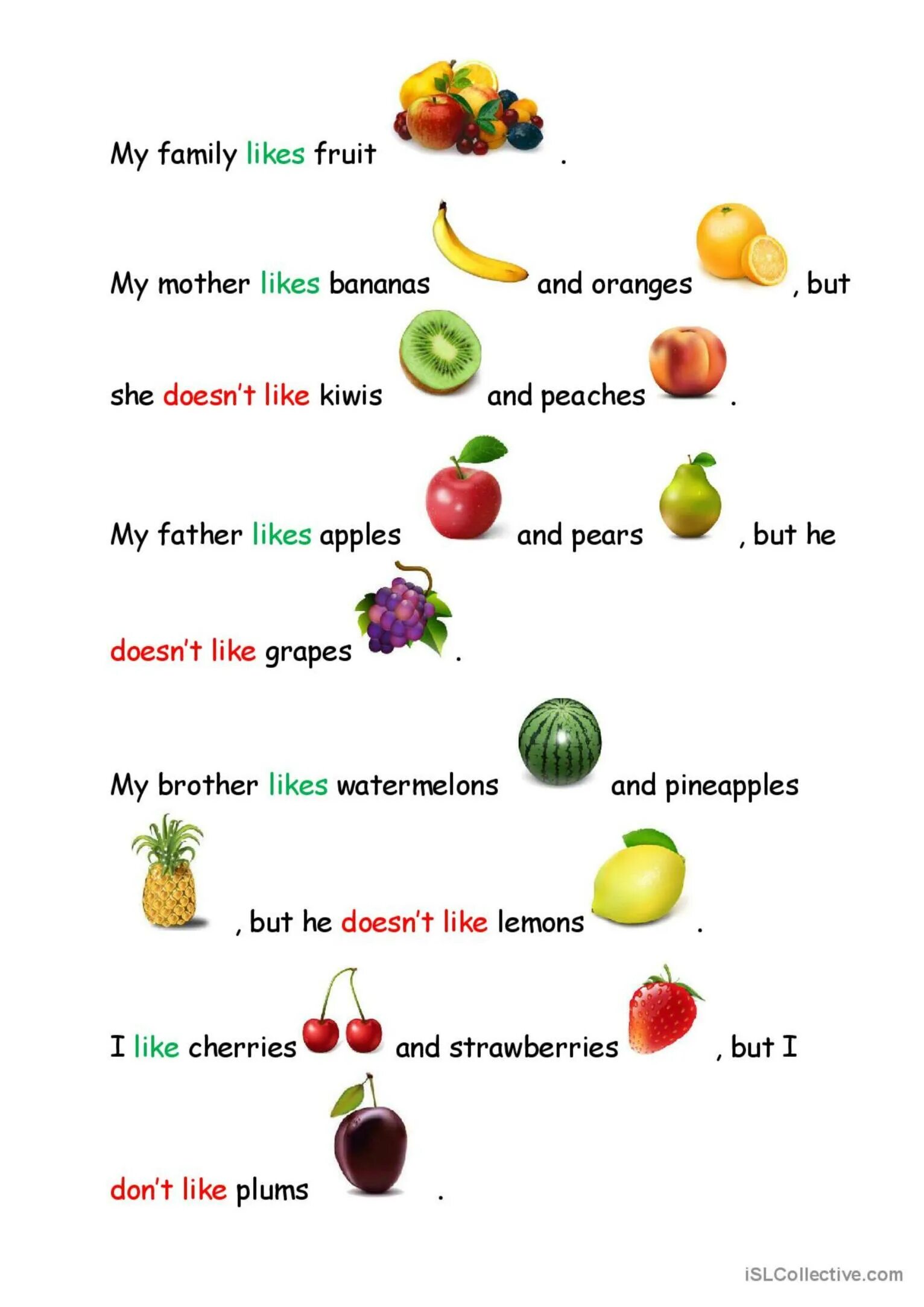 Vegetables exercises