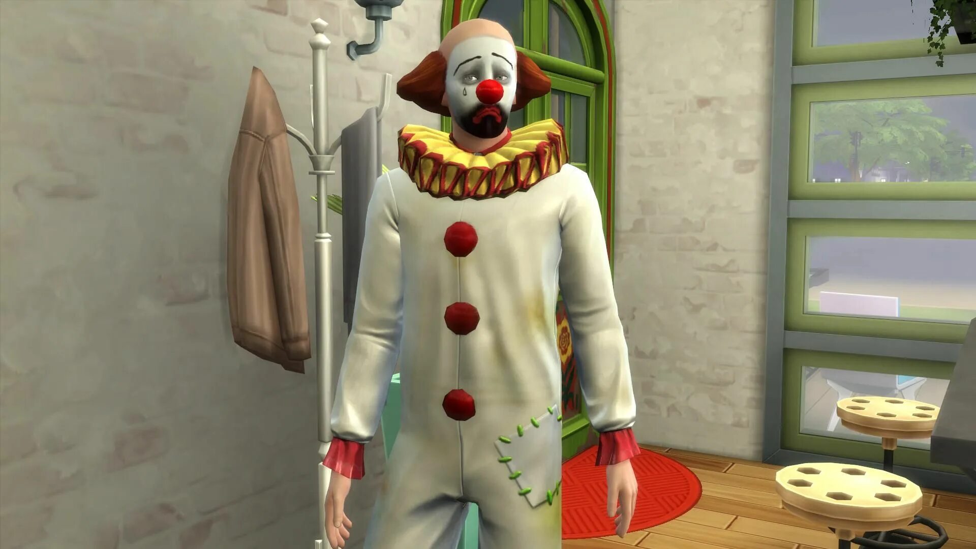 Комната клоунов. Клоун из симс 4. Трагик Клаун. Грустный клоун симс 4 картина.