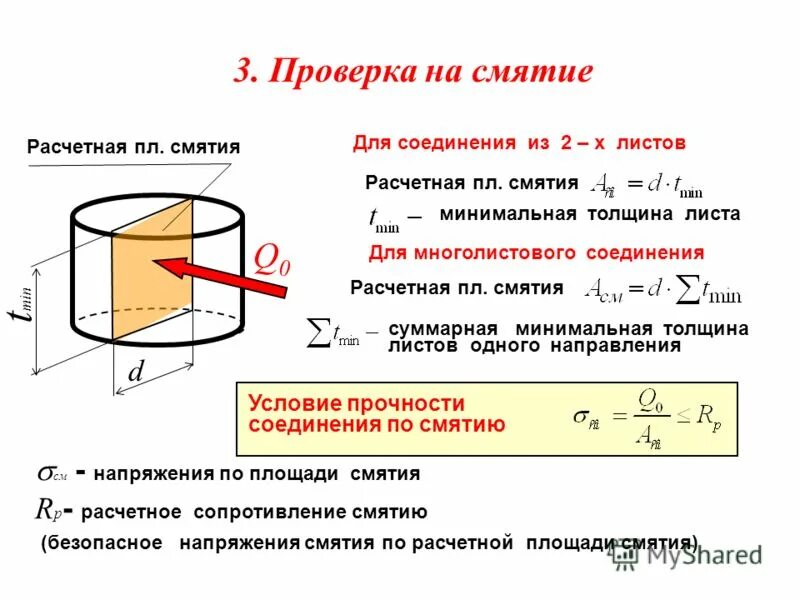 Расчет соединений на смятие