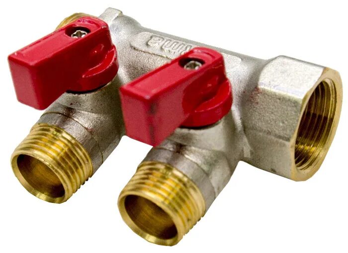 Кран. Cантехнический коллектор с шаровыми кранами tim 3/4" - ф 16 цанга / 2вых. Кран 3/4. 03колектор 3/4*16*2 (60) ledeme,шт. 2 вых.