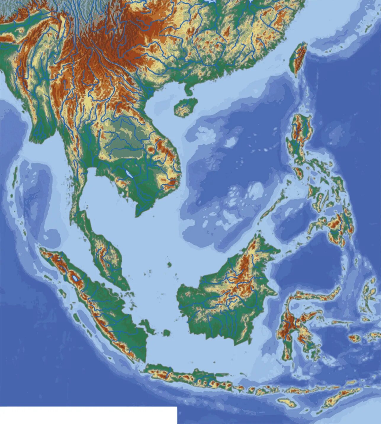 Рельеф Юго Восточной Азии. South East Asia Map. Юго-Восточная Азия карта рельефа. Рельеф Восточной Азии.