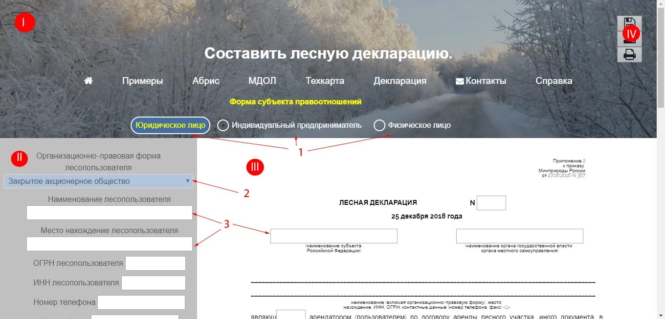 Прием лесных деклараций