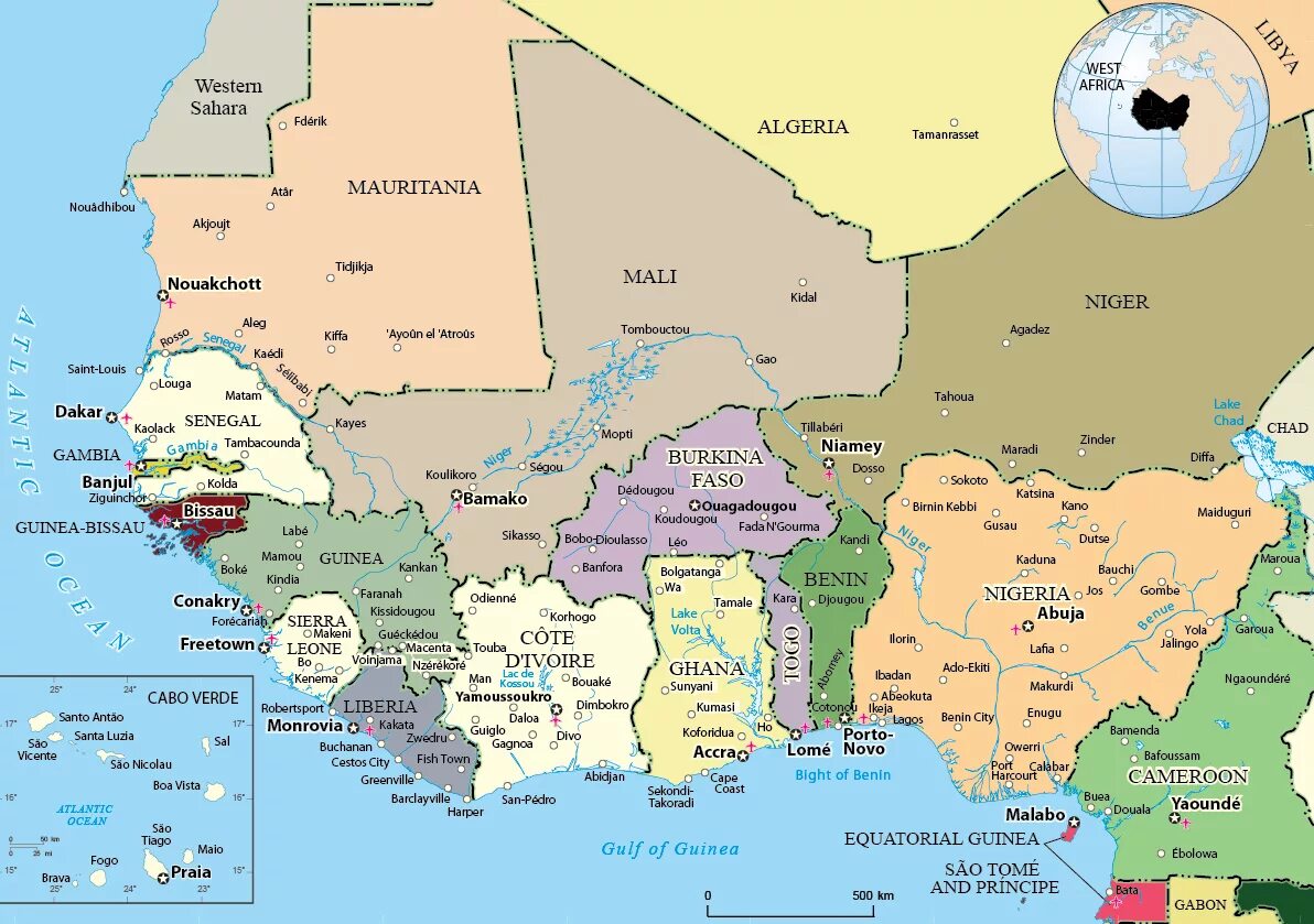 Western africa. Страны западной африки на карте. западная африка. west africa map.
