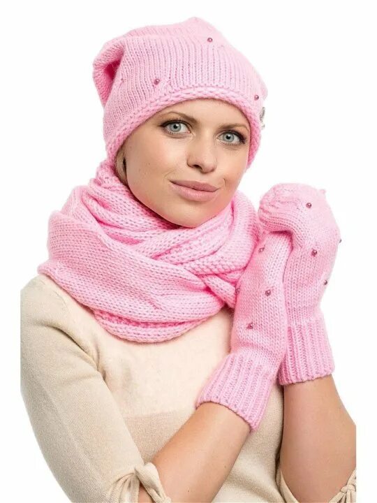Розовые шапки и шарфы. Комплект шапка + снуд h2044. Шарф к розовой шапке. Комплект шапка и шарф женский. Снуд розовый.