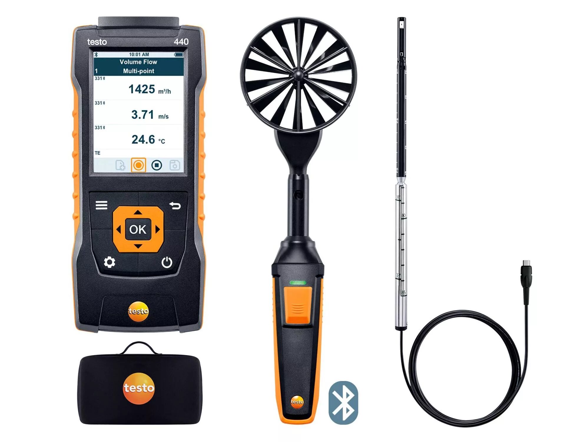 Набор testo. Комплекты измерительные testo 440. анемометр для вентиляции testo. • многофункциональный измеритель testo 440. люкс-комплект testo 440.