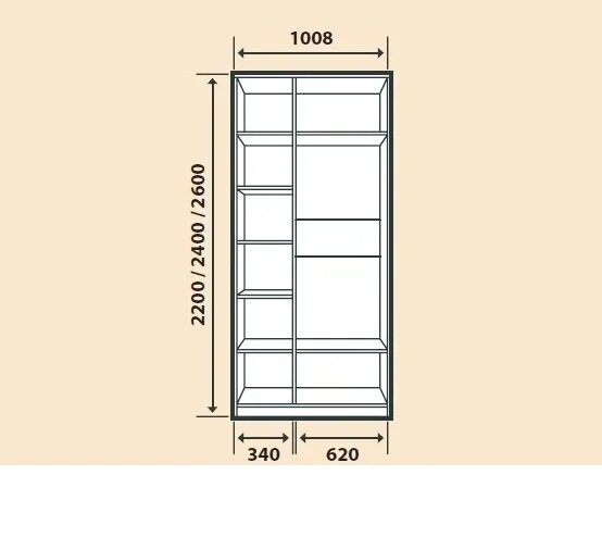 Двухстворчатый шкаф размеры