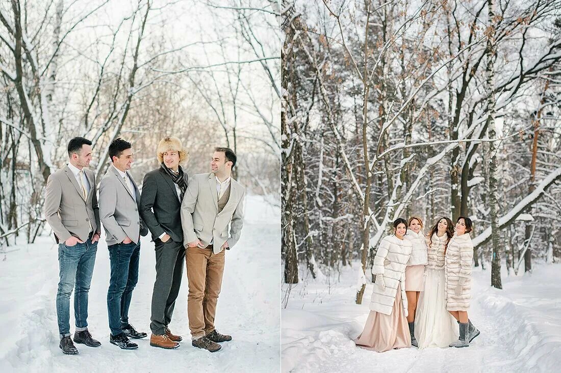 Пришла на фотосессию. Свадьба зимой гости. Зимние Свадебные фотосессии с гостями. Зимняя фотосессия с классом. Фотосессия друзей на природе зимой.