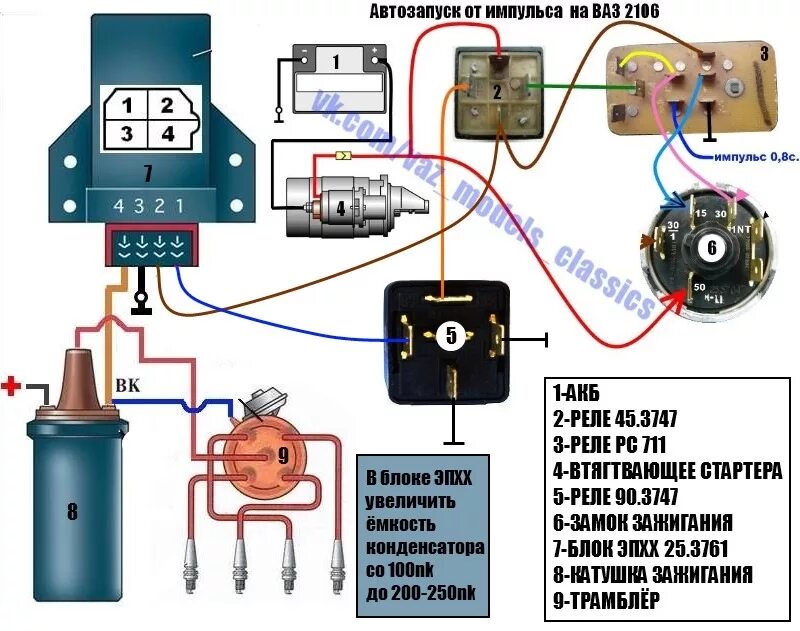 Нет искры 2107 карбюратор. Подключение реле стартера ВАЗ 2107 карбюратор. Схема подключения реле стартера ВАЗ 2107 карбюратор. Реле стартера ВАЗ 2109 карбюратор схема подключения. Распиновка реле стартера ВАЗ 2107.