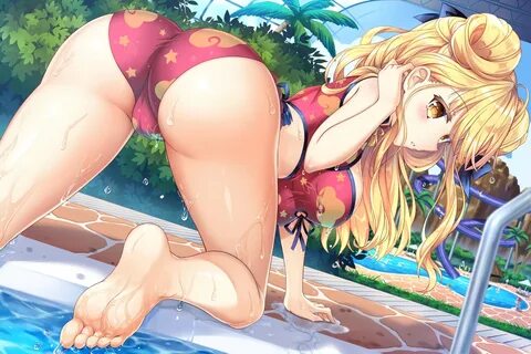 bikini blonde hair cameltoe date a live hoshimiya mukuro long hair pool swi...