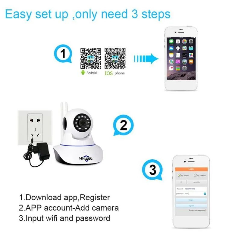Hiseeu Wifi Outdoor IP Camera 1080P 720P Waterproof 2MP Home Wifi Wireless Secur